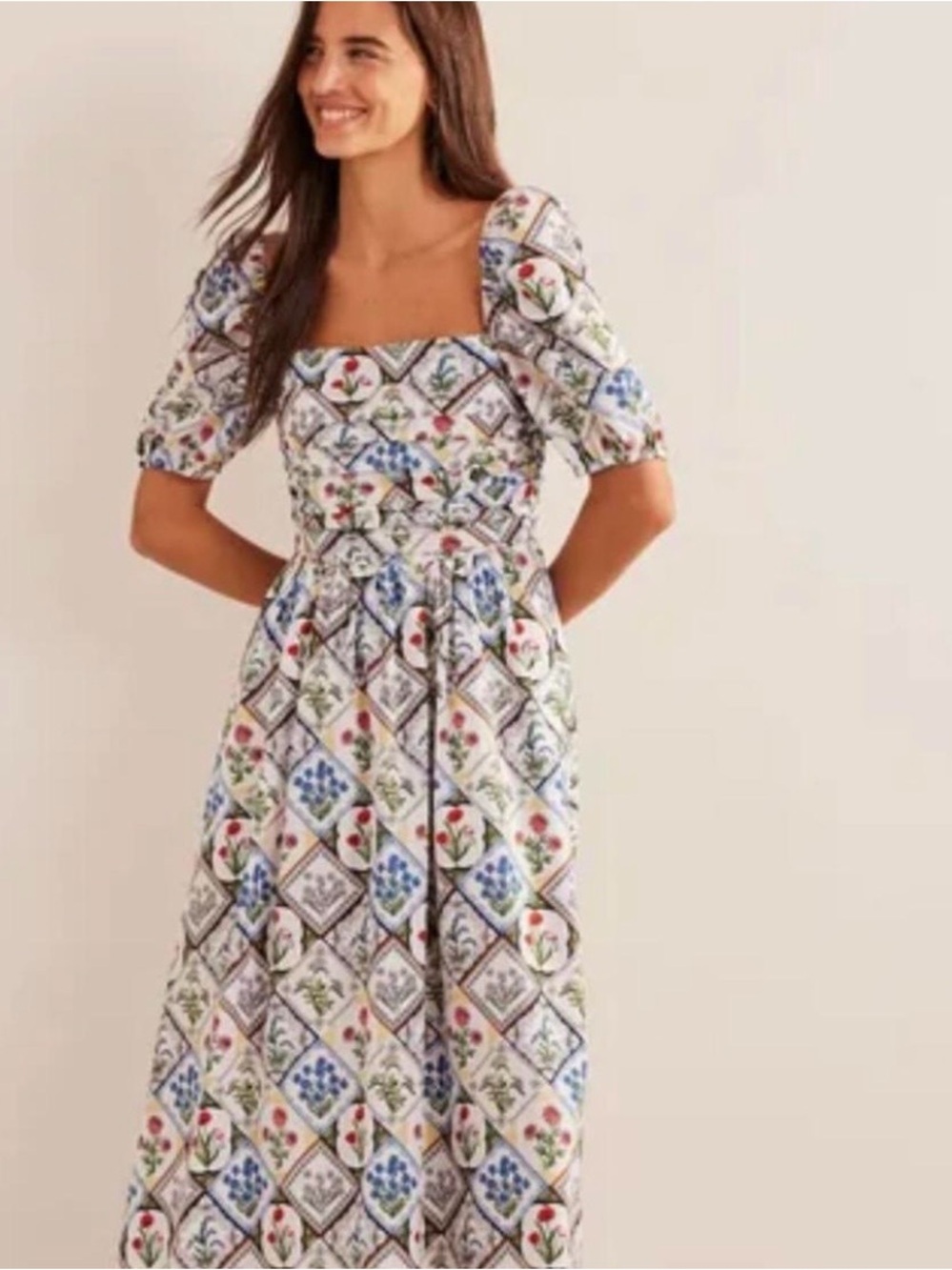 Boden Ruched Sweetheart Midi Dress Linen Size NWOT Size 6